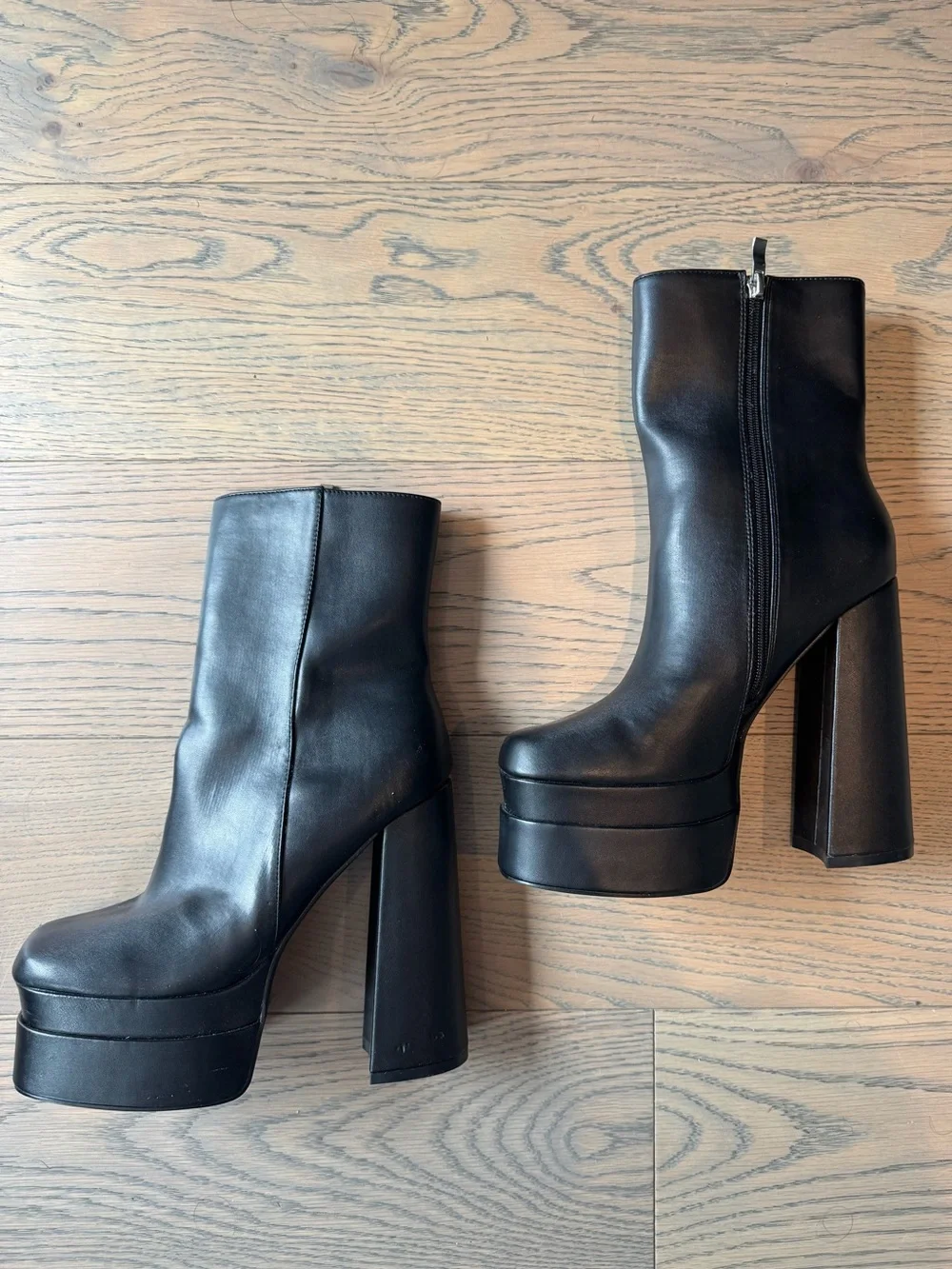 Black Platform High-Heel Ankle Boots